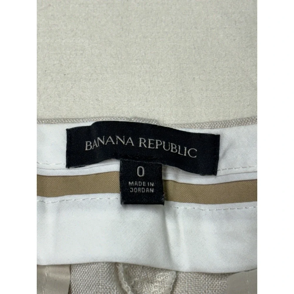 Banana Republic 100% Linen Straight Leg Pleated Trousers Beige Womens 0 W28 L30
